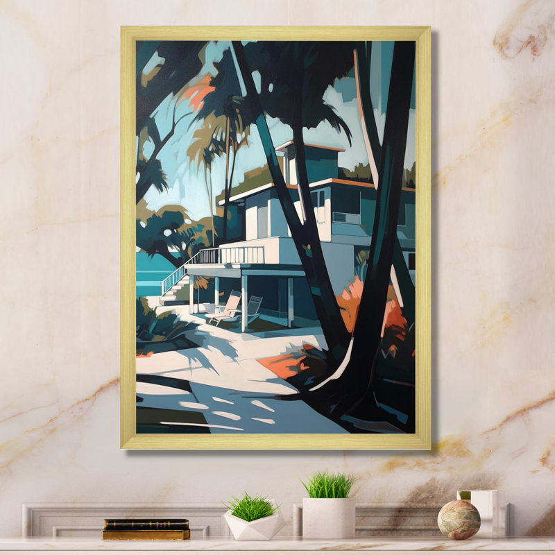 «White and Blue Cityscape Chronicles», reproduction sur toile, H 44 po x l 34 po x P 1,5 po, Encadrement doré
