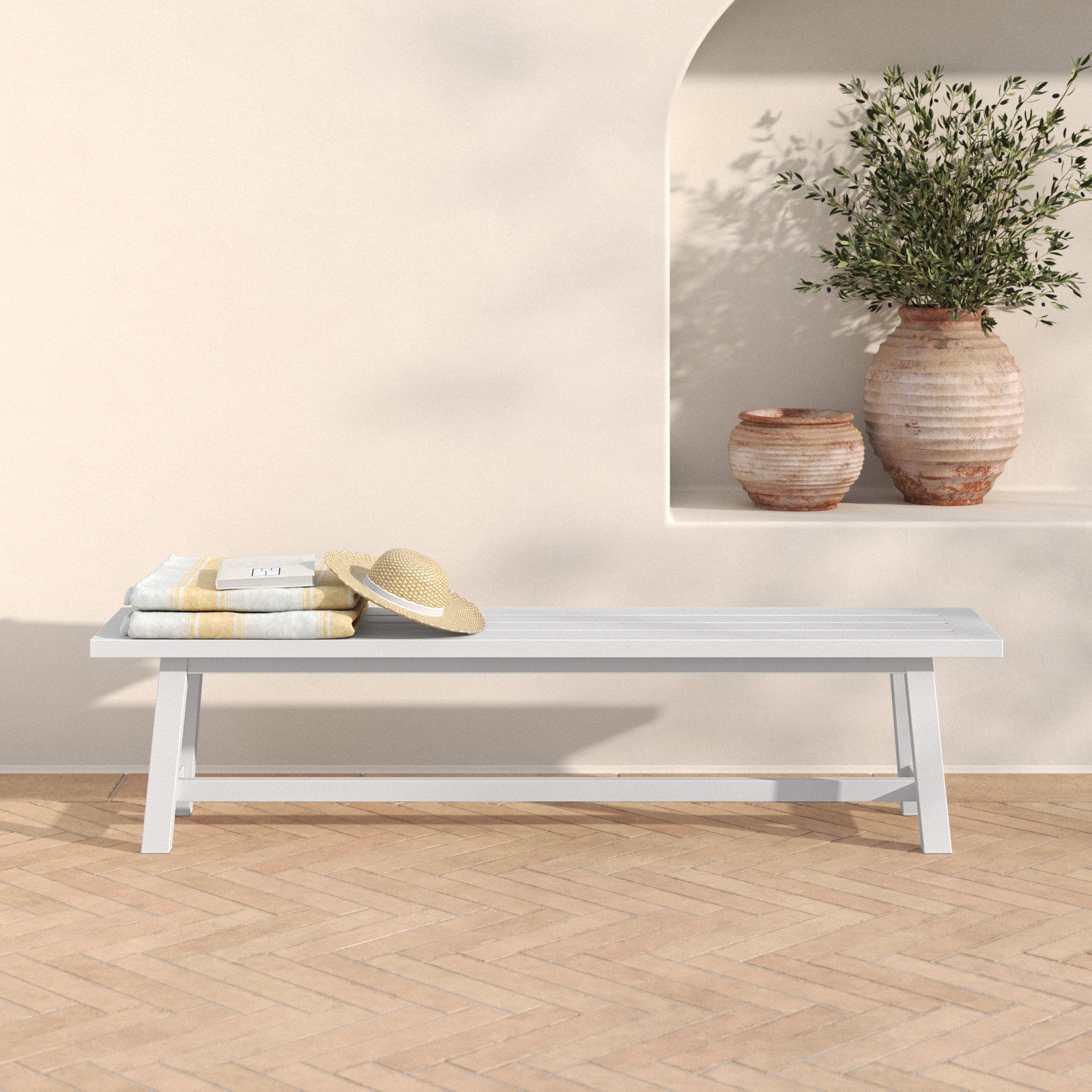 Avalynne 76'' Aluminum Outdoor Bench