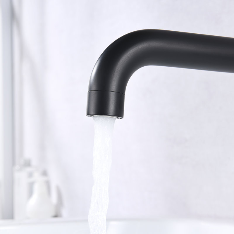 SUMERAIN High Flow Bathtub Faucet,  Extra Long Spout Double Handle Wall Mounted Tub Filler, Black/Gold, Lever Handle