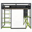 Lit mezzanine en bois avec bureau, tablettes, prises de courant, ports USB / Type-C et éclairage RVB pour une vie multifonctionnelle-515423573