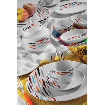 34 Piece Porcelain China Dinnerware Set - Service for 6