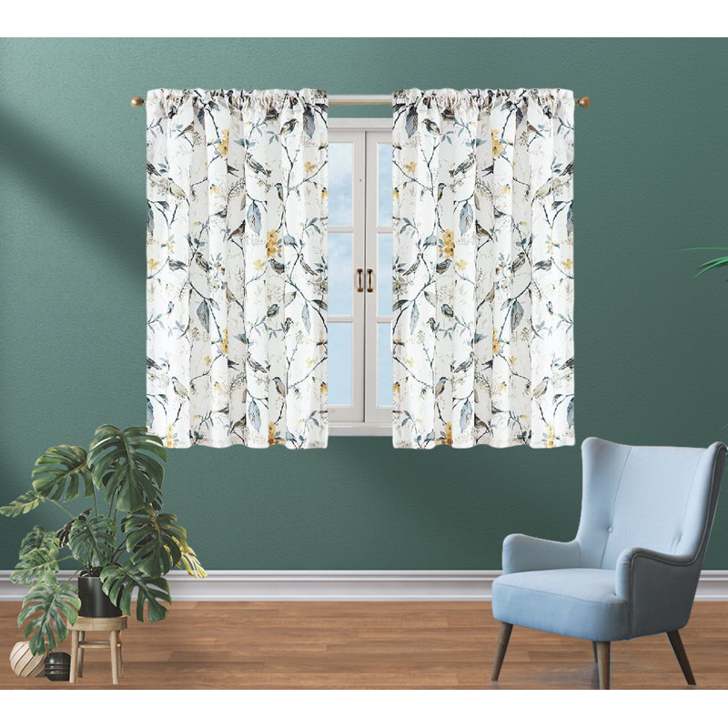 Gray Polyester Tier Window Curtains Set of 2