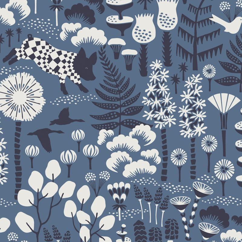 Boråstapeter Hoppmosse Wallpaper, Blue