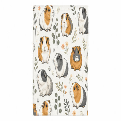 Serviette de plage pour 1 cochon d'Inde, 1 pièce, avec d'adorables cochons et de délicats motifs floraux dans un charmant style aquarelle. Grande microfibre douce, parfaite pour la natation, les voyages, les activités de plein air, unisexe.