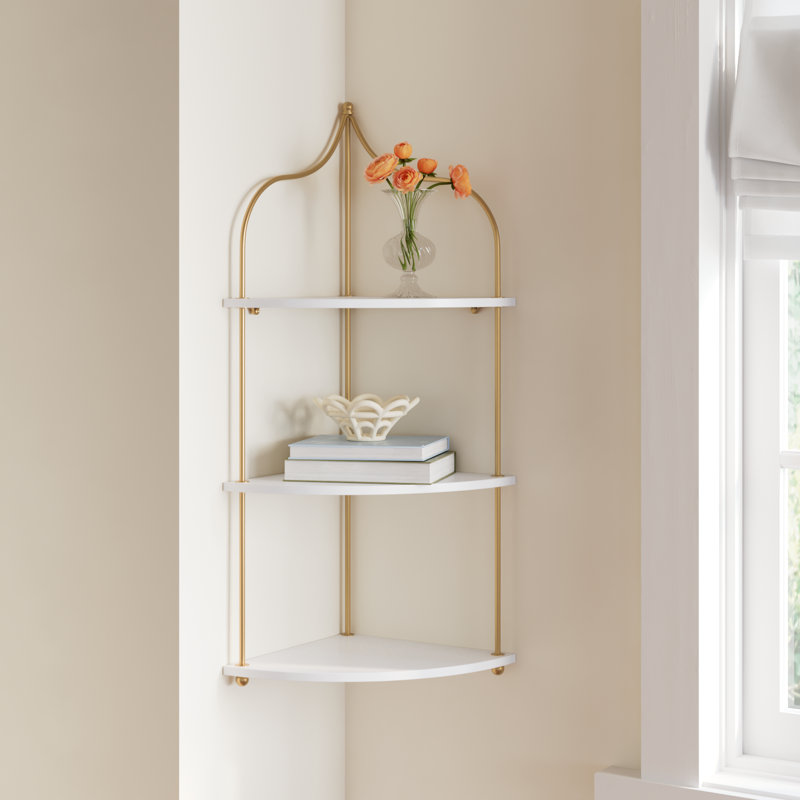 Corner Shelf, White/Gold