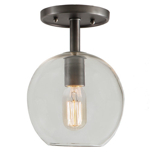 Baptiste Glass Semi Flush Mount, Gun Metal