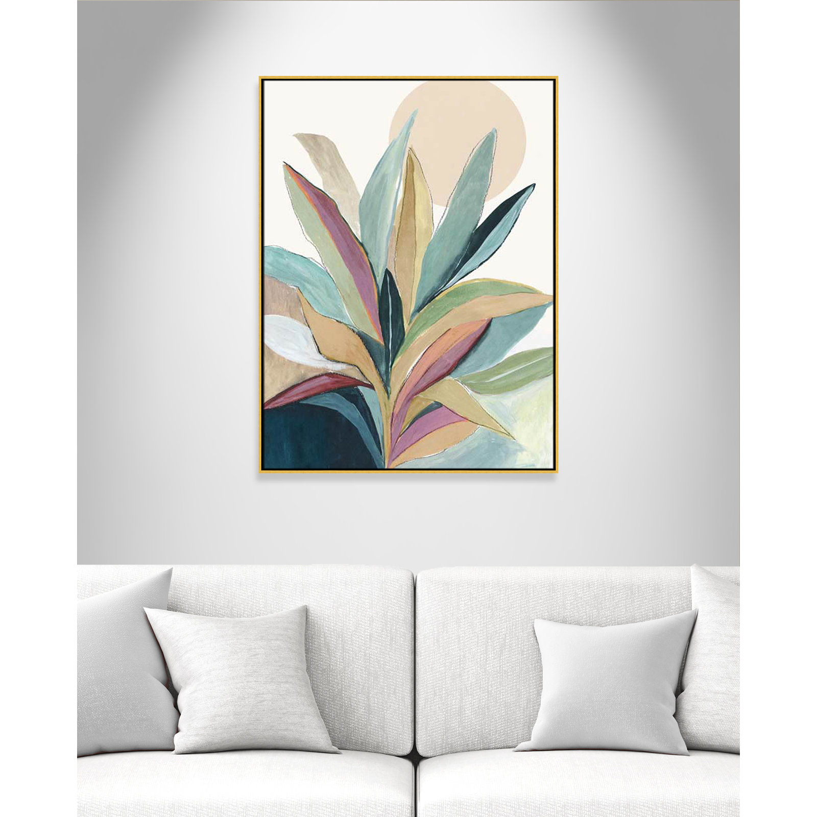Sherbrooke Sunny Bright Leaves I by Asia Jensen Print, Gold Floater Framed, No Mat, 49.5" H x 37.5" W x 2" D