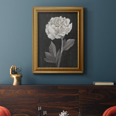 «Black and White Flowers IV», toile encadrée de qualité supérieure, prête à être accrochée