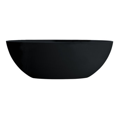 65" Freestanding Soaking Solid Surface Bathtub in Matte Black