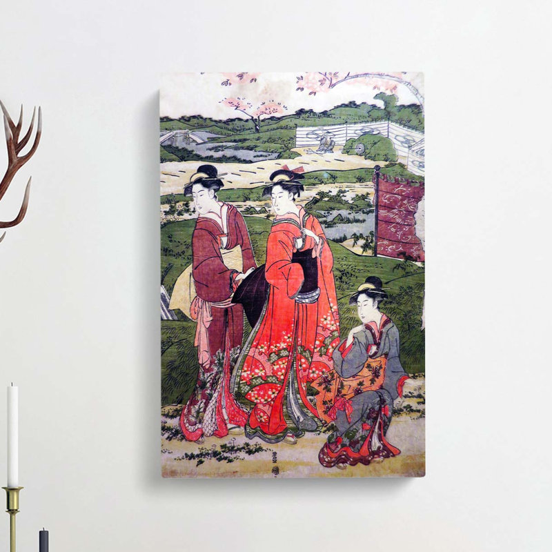 The Inner Cherry Blossom Garden by Utagawa Toyokuni - Wrapped Canvas Painting, 50cm H x 35cm W x 3cm D