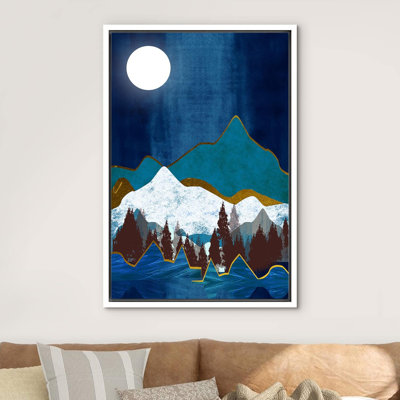 Soleil, chaîne de montagnes, paysage abstrait, illustrations, rustique