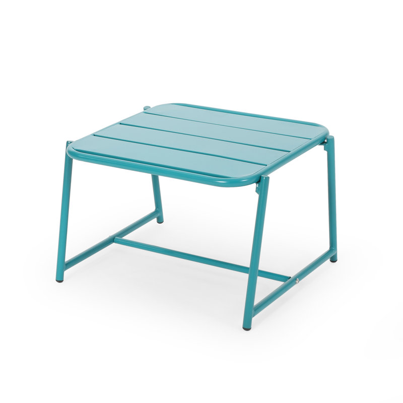 Table d'appoint Matte Teal, créant une élégante table d'extérieur en fer pour les espaces
