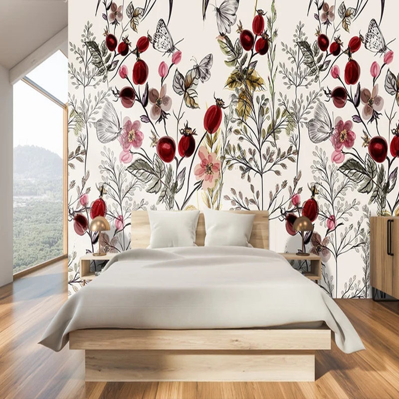 Jardin de baies sauvages avec papillons, L 96 po x l 108 po