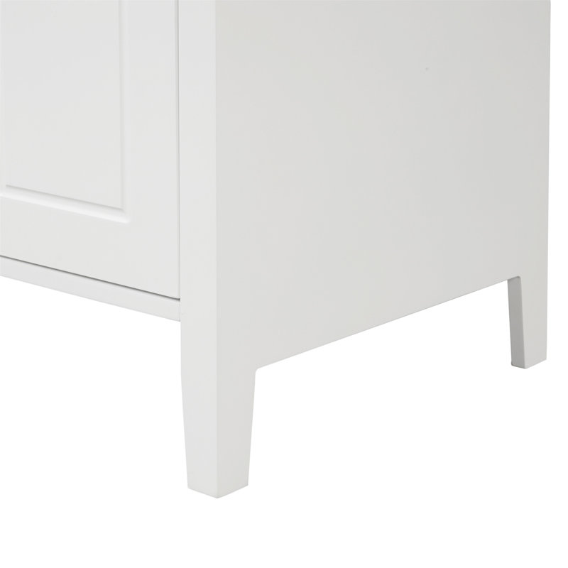 White Wood Single Sink Bathroom Vanity with Ceramic Top