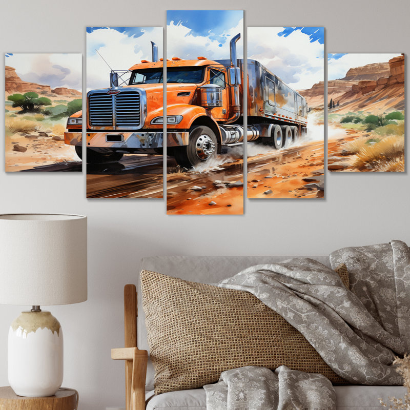 Ensemble de 5 décorations murales Tracteur dans le désert II