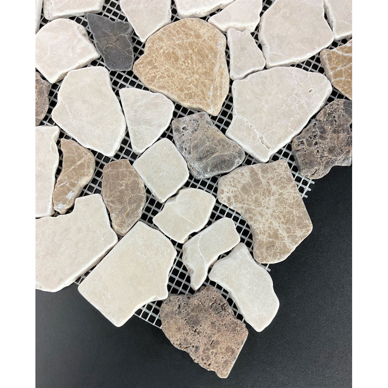 Carreau de mosaïque 12,5 "x 12,5", Crème Marfil / Emperador clair / Empereur foncé