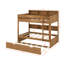 Lit superposé avec lit gigogne, lit superposé en bois avec tablettes de rangement, échelle et garde-corps-1333477293