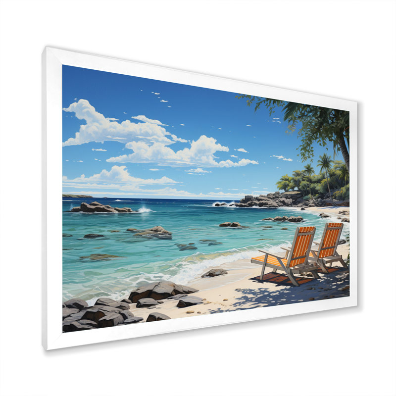 Calhan " Beach Tropical Dream I ", White Single Picture Framed, 34" H x 44" W x 1.5" D