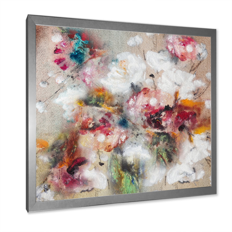 Romantic Bouquet - Painting on Canvas, Silver Picture Framed, 30" H x 30" W x 1" D