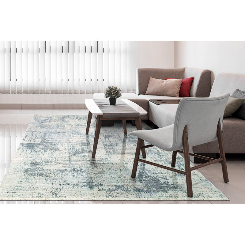 Tapis ivoire à motif abstrait Matsuda, Rectangle 7 pi 8 po x 10 pi 7 po