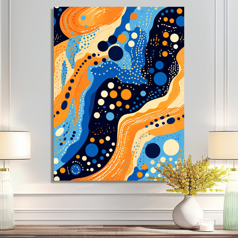 Origine ethnique des vagues de l'océan - Art abstrait mural, Métal métal, H 40 po x l 30 po
