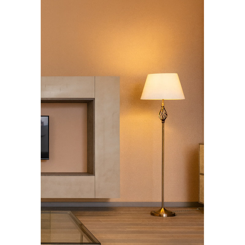 Backus 165cm Traditional Floor Lamp, Ivory, Antique Brass