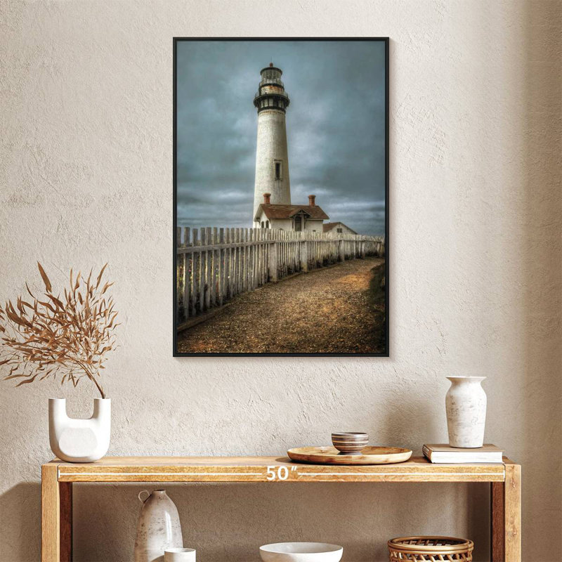 Phare de Pigeon Point, Californie, 25 po x 37 po, Cadre flottant noir