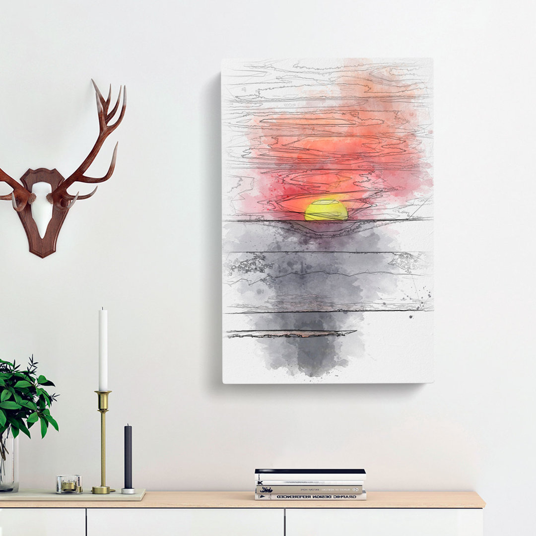 Sunset in Florida - Wrapped Canvas Drawing - Wrapped Canvas