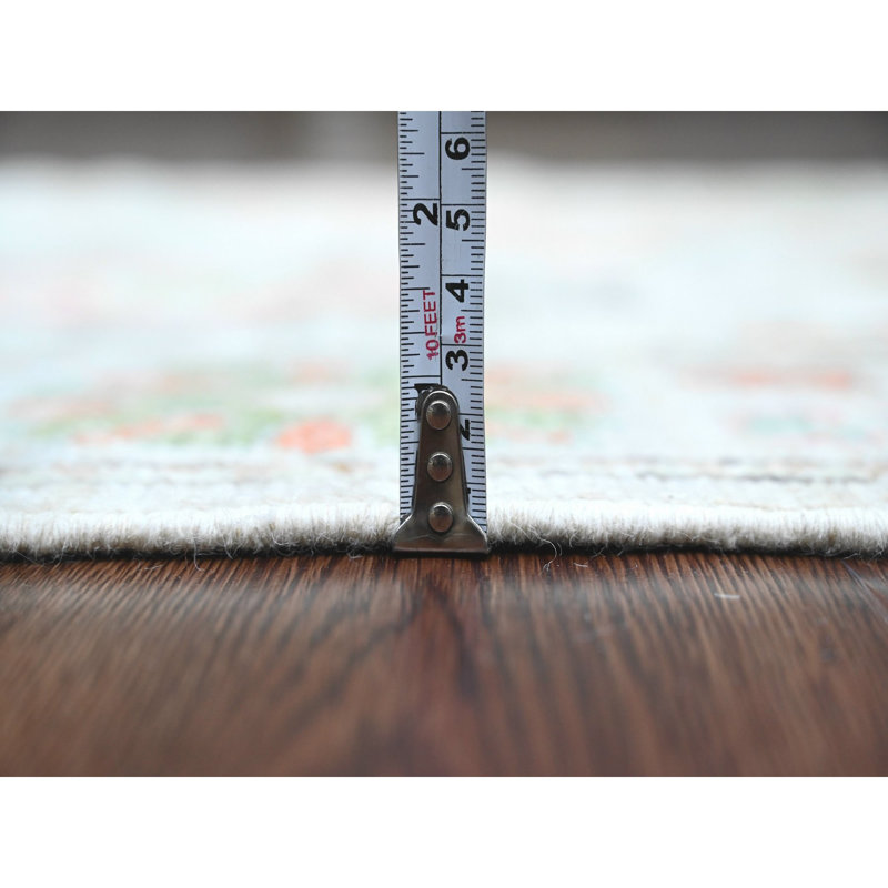 Tapis de couloir blanc en laine noué à la main 3 pi x 6 pi Angora