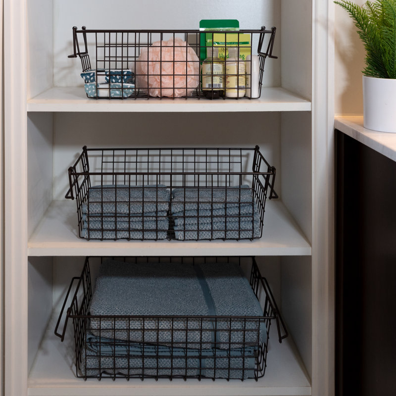 3 Storage Bins - Basket Set for Storage - Small, Medium, and Large Organizers, Brown
