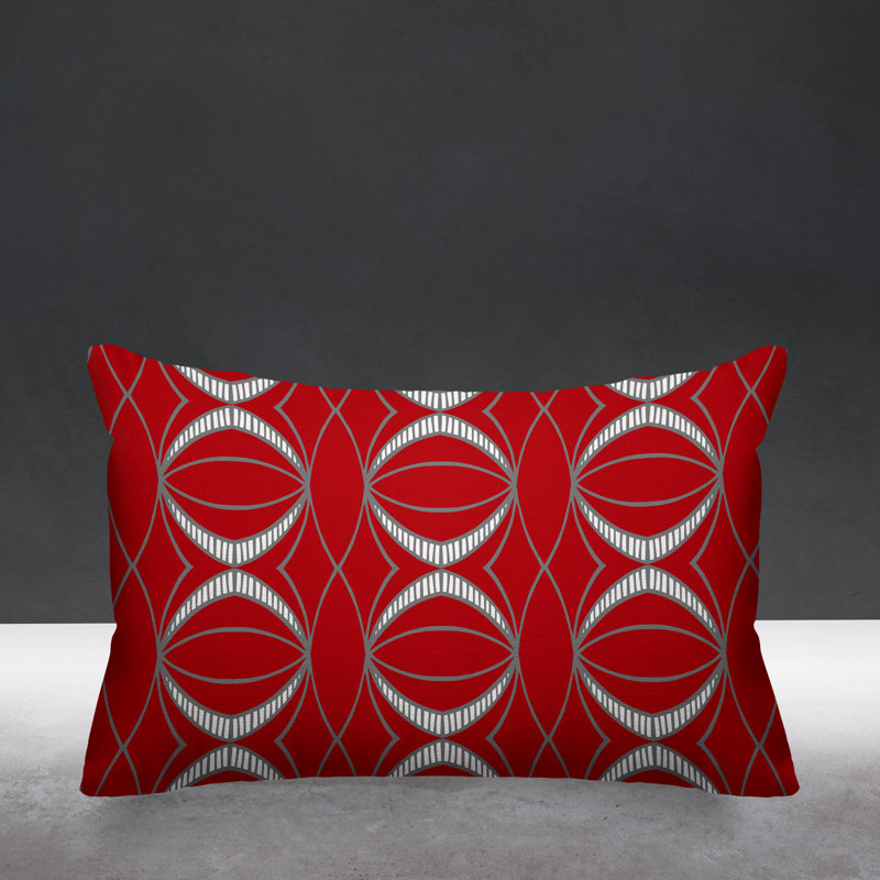 Samira Abstract Outdoor Reversible Throw Pillow, Red