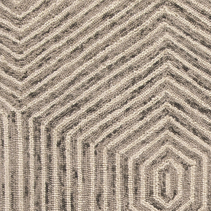Tapis gris / beige en laine crocheté à la main Natalee Ocean, Rectangle 2 pi 3 po x 3 pi 9 po