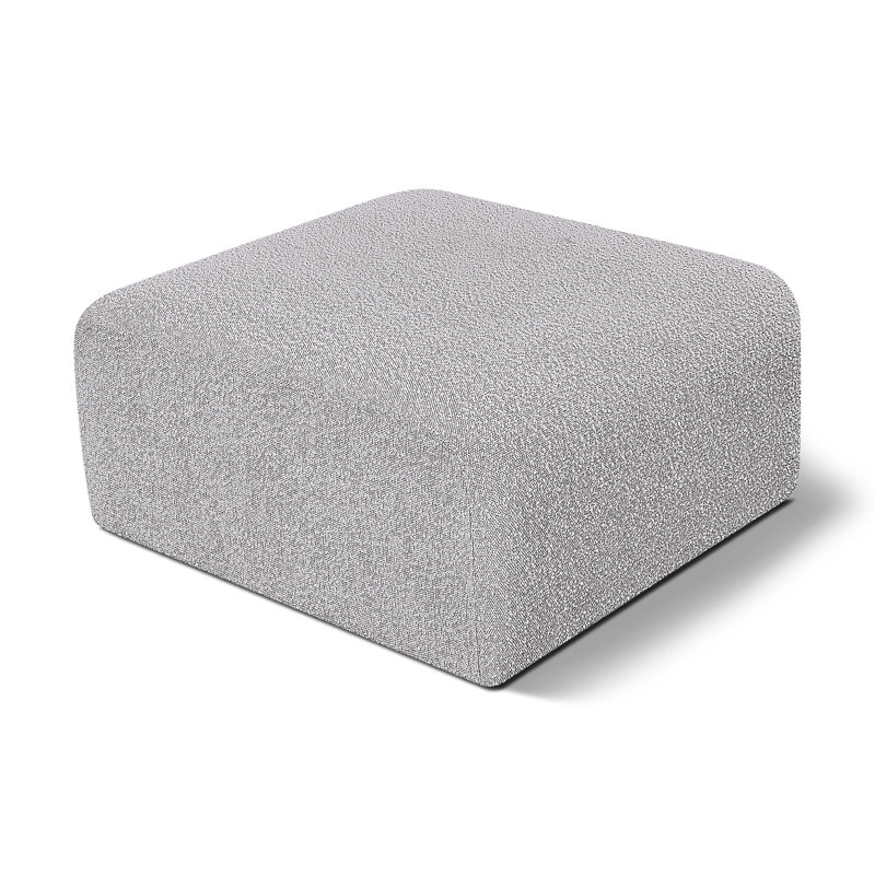 Hisanaga Upholstered Ottoman, Grey Boucle Fabric