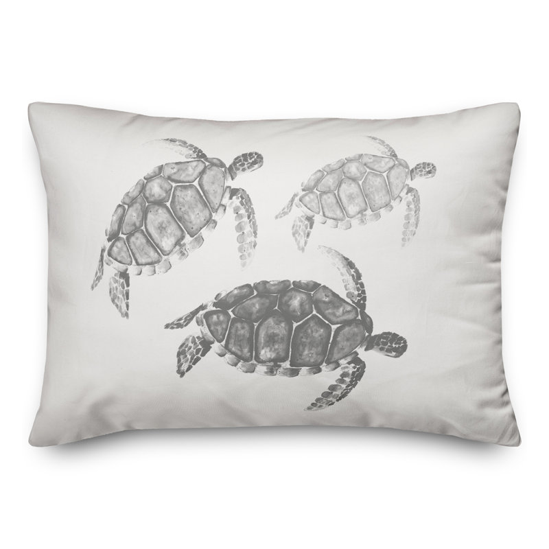  Coussin Watercolor Sea Turtles, Gris