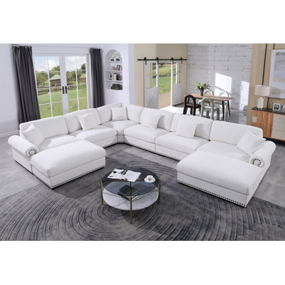Canapé modulaire surdimensionné en coin avec chaises réversibles et canapé modulaire en chenille 8 places