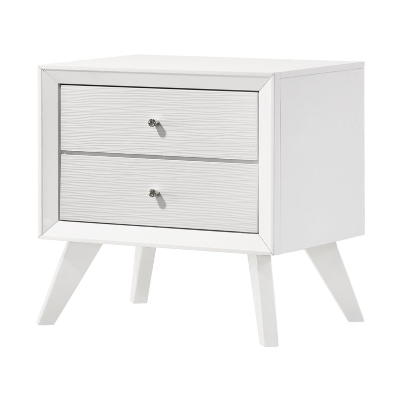 Table de chevet 2 tiroirs blanche Jizell
