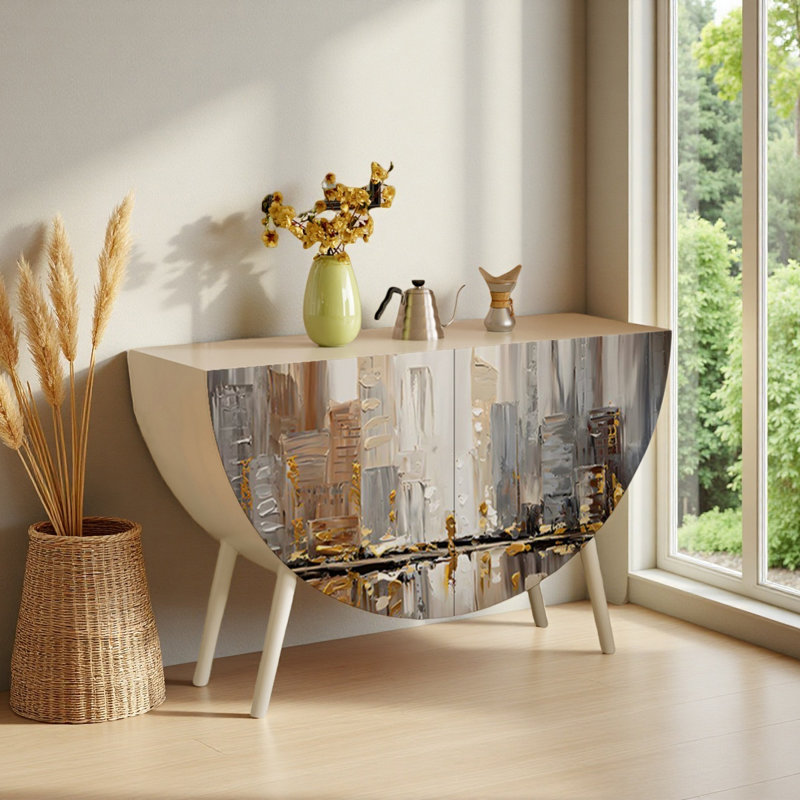 Buffet décoratif semi-circulaire en bois massif peint