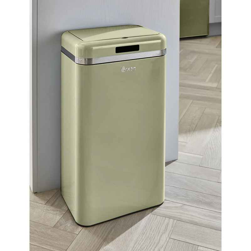 Retro Metal Motion Sensor Kitchen Trash Can - 45L, Green