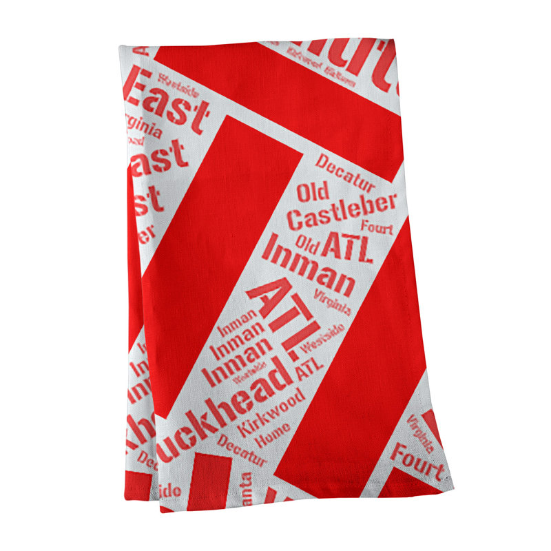 Cotton Tea Towel Kitchen Towel, Red, Atlanta