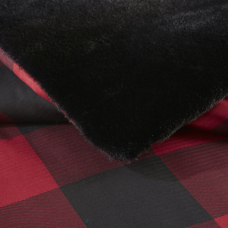 King Red Buffalo Check Faux Fur Comforter Set