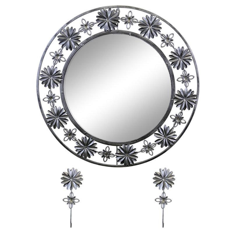 Floral Round Modern Entry Way Wall Mirror