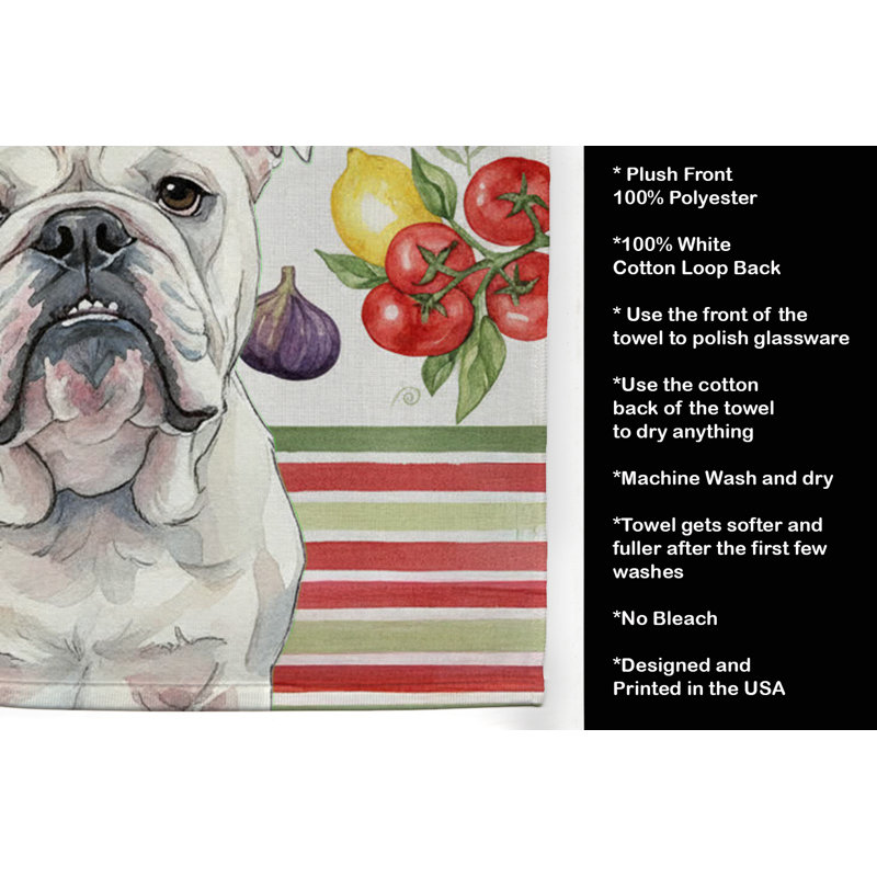 Serviette de cuisine White White Bulldog, White English Bulldog