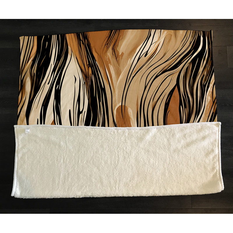 Throw Blanket, 51" W x 60" L, Striped, Brown/Yellow