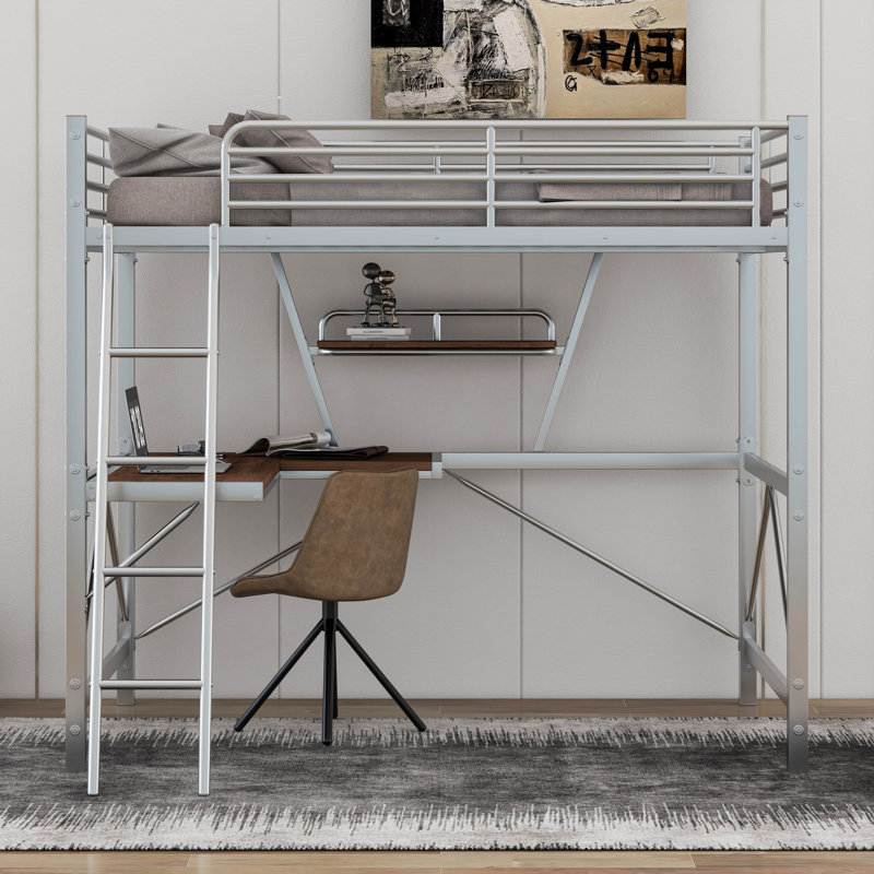 Lit mezzanine pour enfants Krystynn, Argent