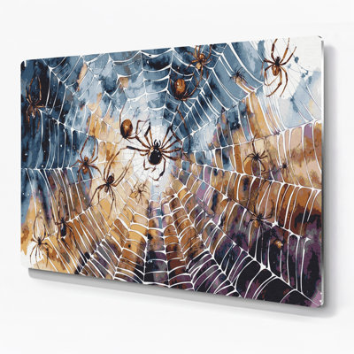 Halloween Spiders and spider webs Grey Metal Wall Art