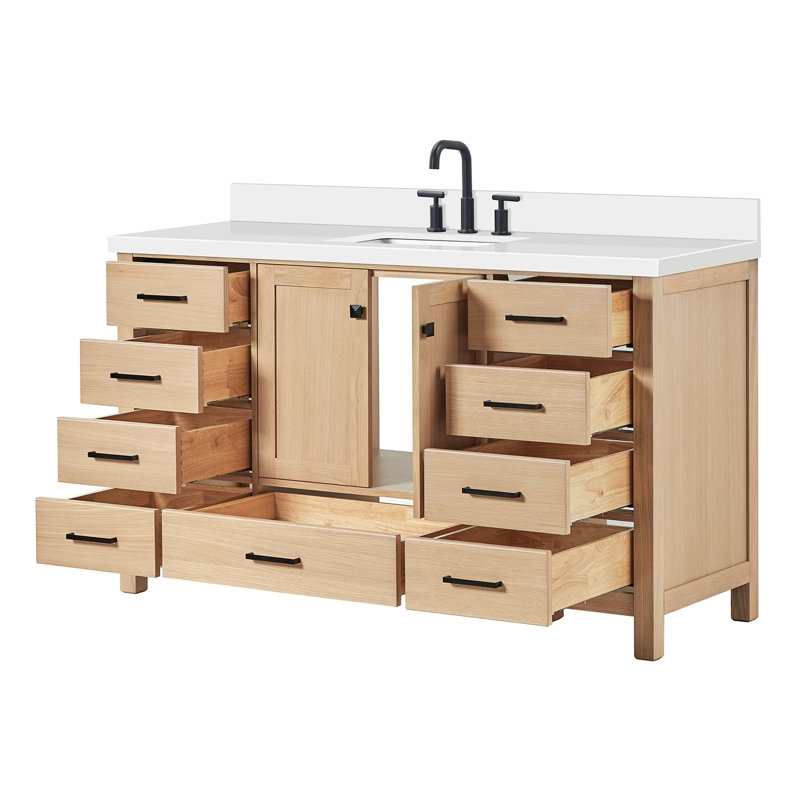 Cambridge 61'' W Single Vanity, Oak, Rectangular