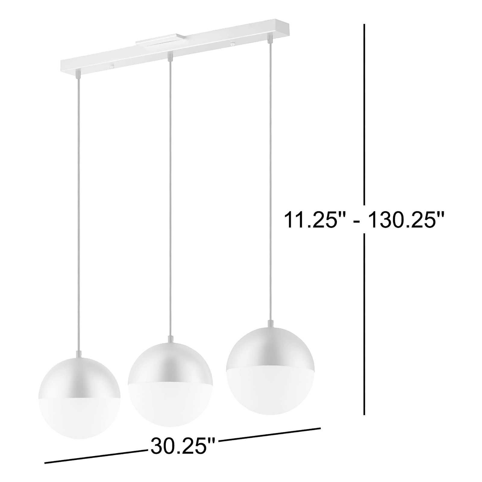 Hastings 3 Light Glass Dimmable Pendant, Metallic Gold