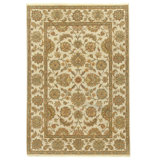 Hand Knotted Wool Oriental Area Rug in Ivory