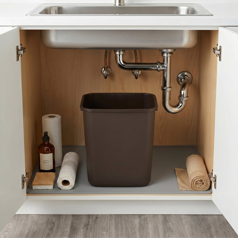 Poubelle rectangulaire en plastique 7 gallons | Ensemble de 2, Brun
