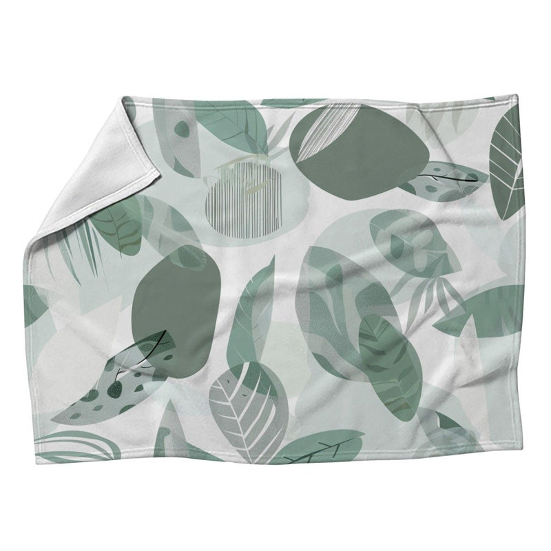 Leaves Nature Motif Machine Printed Throw Blanket, 60" W x 80" L